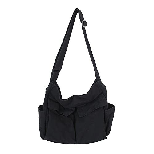 Canvas Messenger Bag Herren Groß Kapazität Umhängetasche Hobo Crossbody Bag mit mehreren Taschen für Herren Damen