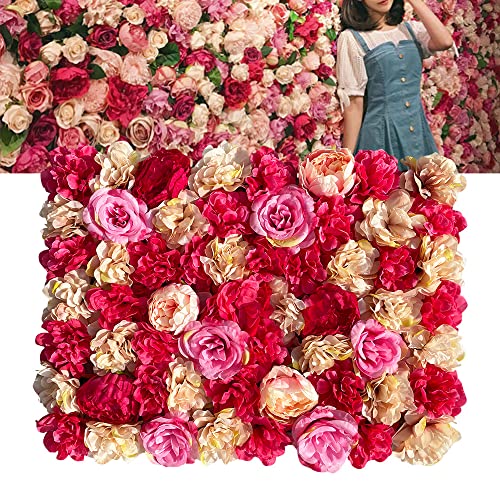 Fricienc Künstliche Blumenwand Rosenwand Hintergrund Bühne Deko Hochzeitsfotografie 6PCS Künstliche Blumen-Wandpanee Blume Romantische Blumenkulisse 60 cm x 40 cm