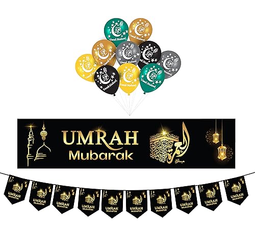 Umrah Dekoration Party Pack Banner Wimpelkette & Luftballons