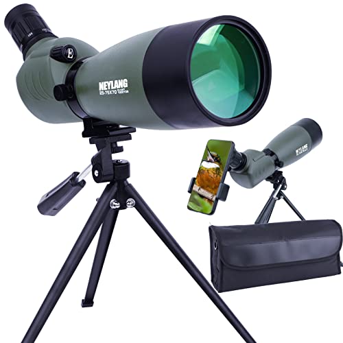 25-75x 70mm Stativ für Spektiv, BAK4 abgewinkeltes Teleskop,Tragetasche und Smartphone-Adapter für Zielschießen, Jagd, Vogelbeobachtung, Wildtierlandschaft
