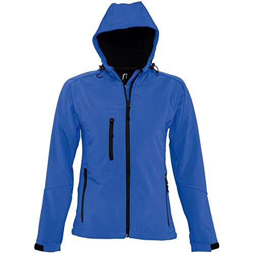 Sols Damen Replay Softshell-Jacke mit Kapuze, atmungsaktiv, Winddicht, wasserabweisend (Large) (Königsblau)