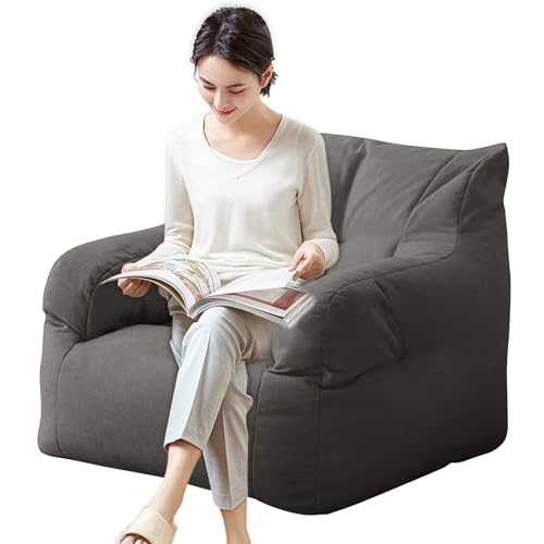 shizuku Sitzsack-Couch, einzelner Sitzsack-Stuhl | Sitzsack Lazy Sofa mit Armlehne | Bodenstuhl für Wohnzimmer, Schlafzimmer, gemütlicher Sessel zum Lesen im Wohnheim, Akzentstuhl
