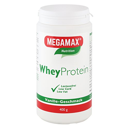 MEGAMAX Whey Protein Drink Molkeneiweiß Vanille 400 g | laktosefreie Molkeneiweißisolat | hochwertiges Low Carb MolkeproteinIsolat | Eiweiß-Shake ideal für Muskelaufbau, Knochen u. Fitness