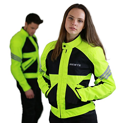 Dünne Motorradjacke -Go- Motorrad Sommerjacke Protektorenjacke Damen Sommer Jacke Kurz Elegant Leicht Textil Mesh - schwarz-neon-grün-gelb - M