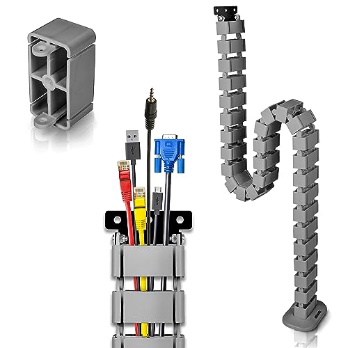Duronic CM1DM SR Kabelkanal | Kabelführung Schreitisch | Flexibles Kabelmanagement für Ordnung am Arbeitsplatz und Werkstatt | Modular bis 1,3m | Metallplatte zum Schrauben unter Tisch | Kunststoff