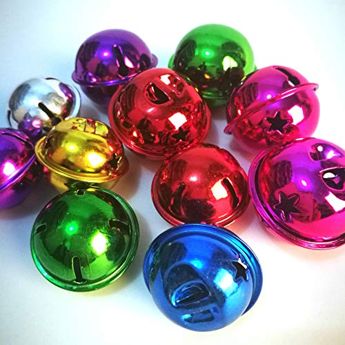 Egurs Jingle Bells, 30 Stück Mehrfarbige Glöckchen Pet Metal Bells für Weihnachtsdekoration Schmuckherstellung DIY Handwerk 40mm