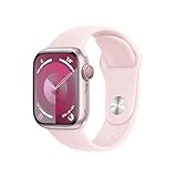 Apple Watch Series 9 (GPS + Cellular, 41 mm) Smartwatch mit Aluminiumgehäuse in Pink und Sportarmband S/M in Hellrosa. Fitnesstracker, Blutsauerstoff und EKG Apps, Always-On Retina Display