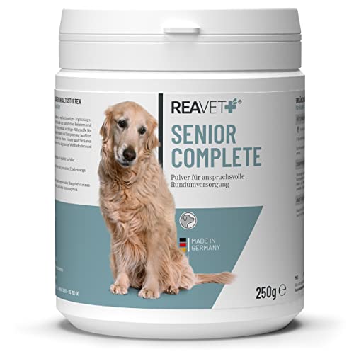 ReaVET Senior Complete Pulver, alte Hunde 250 g - Hund Senior Nahrungsergänzung , Mineralien, Vitamine für Hunde, Senioren Futter