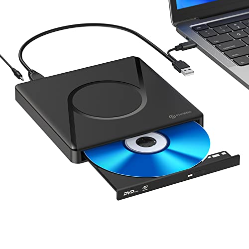 Externer 3D-Blu-ray-DVD-Brenner, tragbares PHIXERO-Blu-ray-Laufwerk USB 3.0 mit 100 GB Disc-Brennfunktion und USB-Kabel für Mac OS, Windows XP/7/8/10, Linux, Vista, Laptop-PC