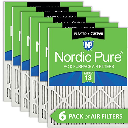 Nordic Pure MERV 13 Plus Kohlefilter für Ofen, plissiert, 12 x 18 x 1, 6 Stück, 6 Stück