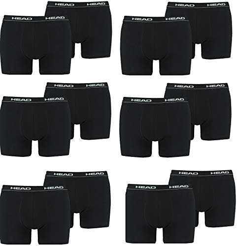 HEAD Herren Boxer Boxershort Unterhose 12er Pack in vielen Farben (Black, S)