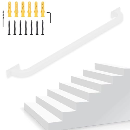 Weißer Treppenhandlauf, 30–600 cm, Geländergeländer für Treppen, industrielle Handläufe aus Schmiedeeisen mit Wandhalterung, Treppenhandläufe für Innen- und Außenbereiche mit Beschlägen (Size : 200cm