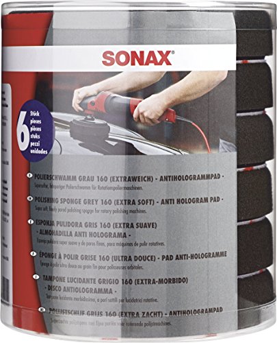 SONAX 04939410 Polierschwamm Grau 160 (Extraweich) - 6er Set, Set of 6