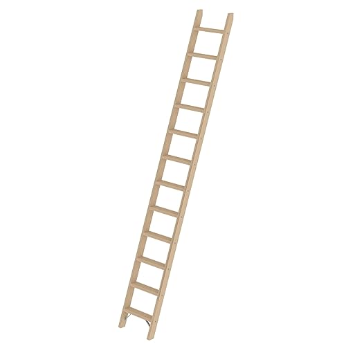 PROREGAL Stufen-Anlegeleiter Holz ohne Traverse | 12 Stufen | Leiter, Teleskopleiter, Trittleiter, Bockleiter, Sprossen-Doppelleiter