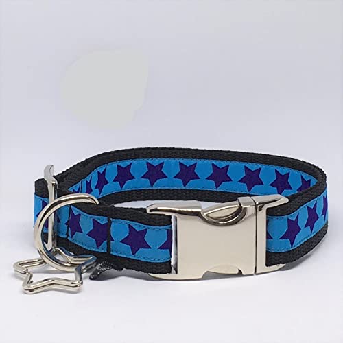 Jimmy und Katz Hundehalsband Sterne türkis/Lila 35-58cm x 2,5cm