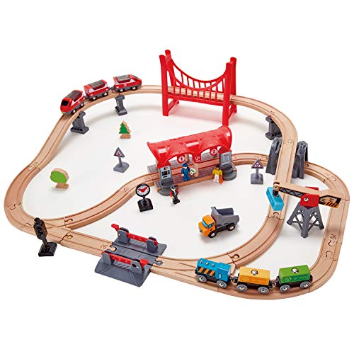 Hape Spielzeugeisenbahn-Gebäude "Eisenbahn-Set - Verkehrsreiche Stadt"