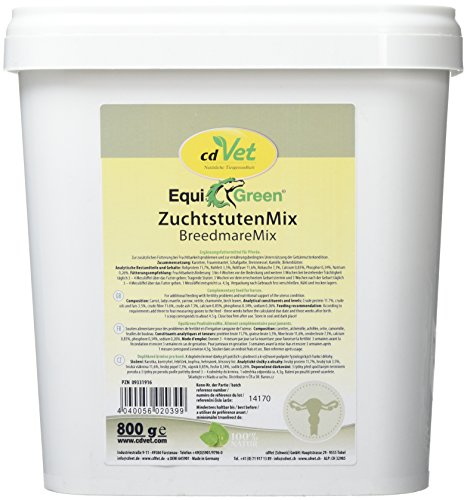 cdVet Naturprodukte EquiGreen ZuchtstutenMix 800 g - Pferde - Fruchtbarkeit - Futterergänzung bei ernährungsbedingten Fruchtbarkeitsproblemen - Unterstützung der Gebärmutterkondition -