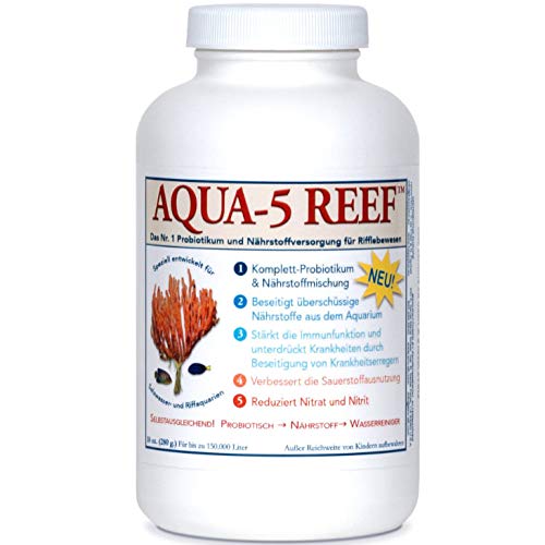 Happy Koi Aqua-5 Reef Probiotikum und Nährstoffversorgung für Rifflebewesen Meerwasser Aqua-5 ReefTM Medi für 75000 Liter