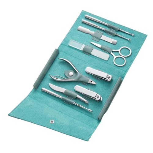 5/10 Stück tragbares Nagelknipser-Set, Maniküre-Pflegewerkzeug, Nagelfeile, Ohr-Grablöffel (Color : 10pcs green)