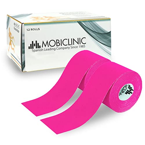 Mobiclinic Kinesio Tape, Sport Tape, 5cm x 5m, 12 Einheiten, Rosa, Mobitape