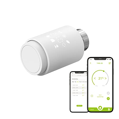 Qiumi Zigbee Thermostat-Heizkörperventil, eTRV, Größe kompatibel mit den meisten Ventilen, Alexa, Googlehome Sprachsteuerung