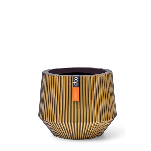Capi Europe - Blumentopf Zylinder geo Groove - 19x16 - Gold - Blumentopf für den Innenbereich