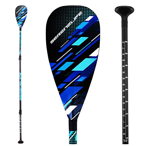 SerenelifeHome Adjustable SUP Paddle -Adjustable 3-piece Mix Carbonfiber Paddle, Lightweight & Comfortable to Use, Includes Carrying Bag w/ Zip and Handle,Comfortable Grip & Powerful Stroke SLPADDLE40