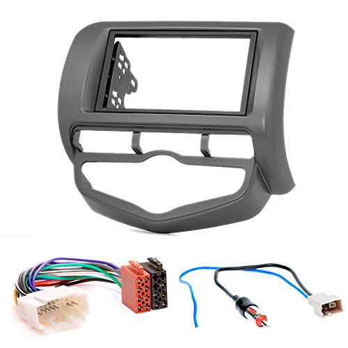 CARAV 11-385-12-2 Radioblende Car 2-DIN in Dash Installation kit Set mit ISO and Antennenadapter Kabel für Fit, Jazz(Auto klimaanlage)