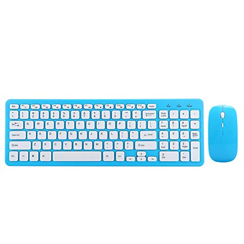 Drahtloses Maus- und Tastatur-Set, ultradünnes kabelloses Tastatur- und Maus-Set, Variable Geschwindigkeit mit DREI Geschwindigkeiten, Plug & Play, Office-Gaming-Maus- und Tastaturprodukte(Blau)