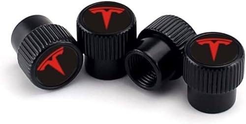 4 Stück Ventilkappen Auto für Tesla Model 3 Model S Model X Model Y, Reifen Ventilkappen mit Dichtung für Stabilen Reifendruck, Autoventil Kappe, Autoreifen Ventilkappen Ersatz