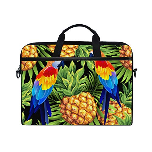 Linomo Laptoptasche Tropical Toucan Ananas Laptop Sleeve Case Aktentasche Messenger Sleeve Laptop Schultertasche passend für 13 Zoll 14 Zoll Laptops für Frauen Herren Büro Kinder Schule