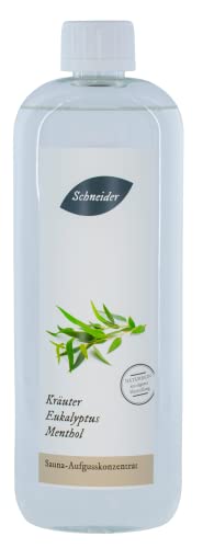 Saunabedarf Schneider - Aufgusskonzentrat, Saunaaufguss Eukalyptus mit Kräutern und Menthol 1000ml