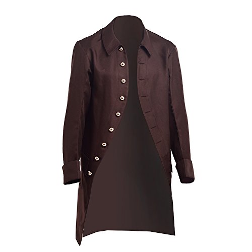 BLESSUME Viktorianischer Renaissance Mantel Herren Steampunk Jacke (Braun 1, L)