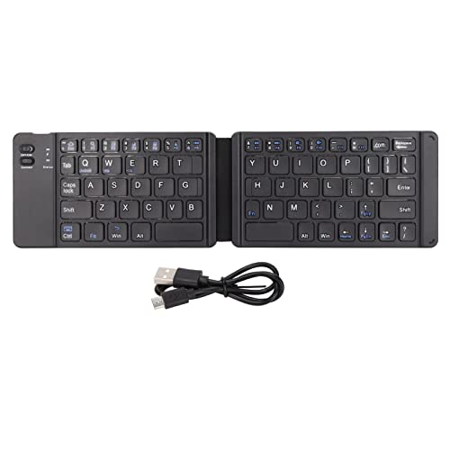 ciciglow Faltbare Tastatur, Im Taschenformat, 2 Gefaltete Tragbare Bluetooth-Tastatur mit Touchpad, USB-Aufladung, Kabellose Tastatur für Smartphone, Tablet, Laptop, Reisen(Schwarz)