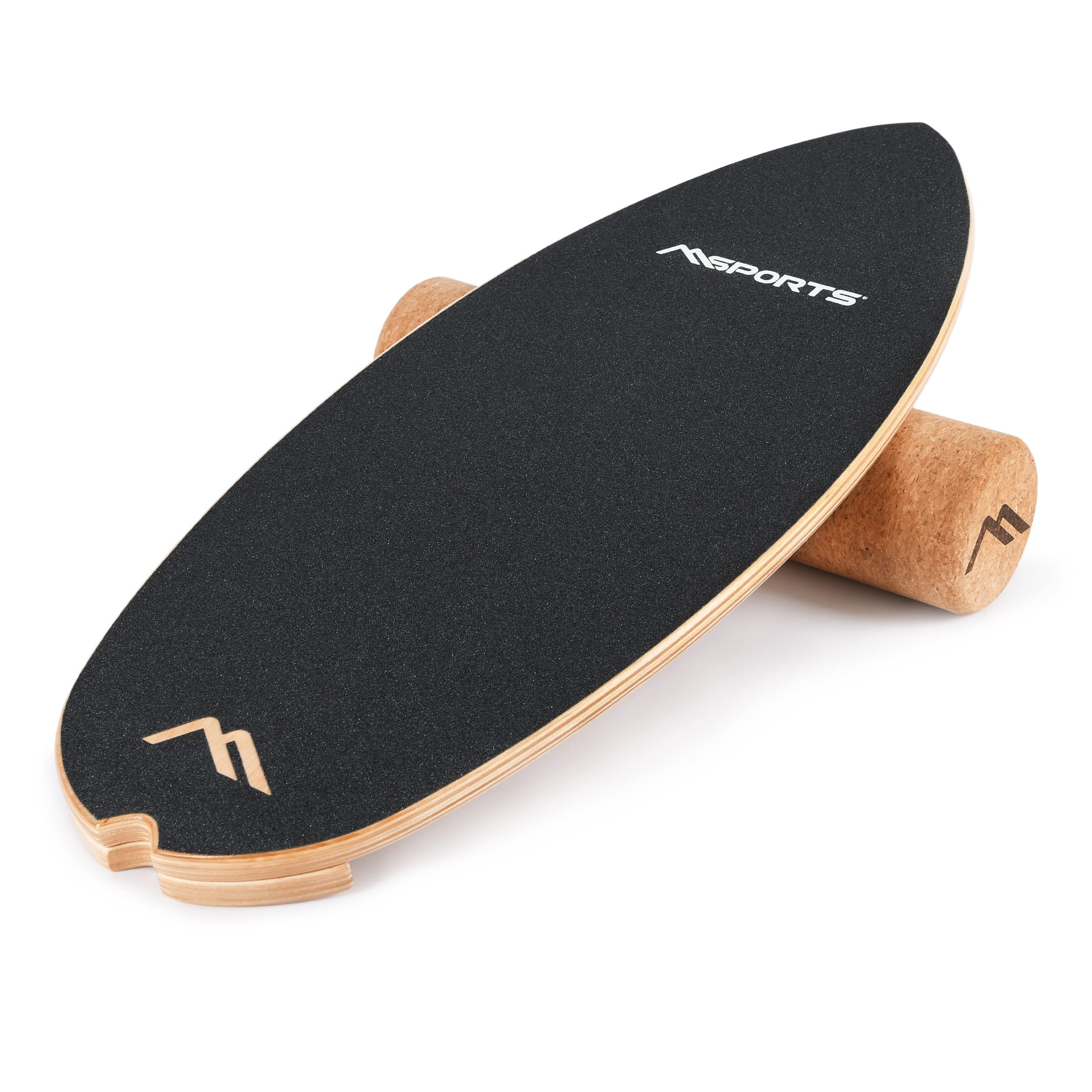 MSPORTS Surf Balance Board aus Holz/Balance Skateboard inkl. Rolle | Balance Board & Indoor Surfboard Trickboard und Gleichgewichtstrainer für Kinder und Erwachsene