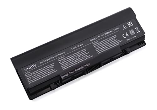 vhbw Akku passend für Dell Inspiron 1520, 1521, 1720, 1721, Vostro 1500, 1700 Laptop Notebook (Li-Ion, 6600mAh, 11.1V, 73.26Wh, schwarz)