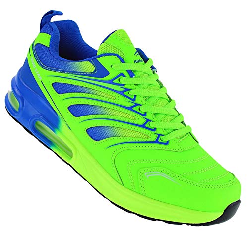 Roadstar Neon Turnschuhe Sneaker Sportschuhe Unisex Boots 095, Schuhgröße:41, Farbe:Grün/Blau