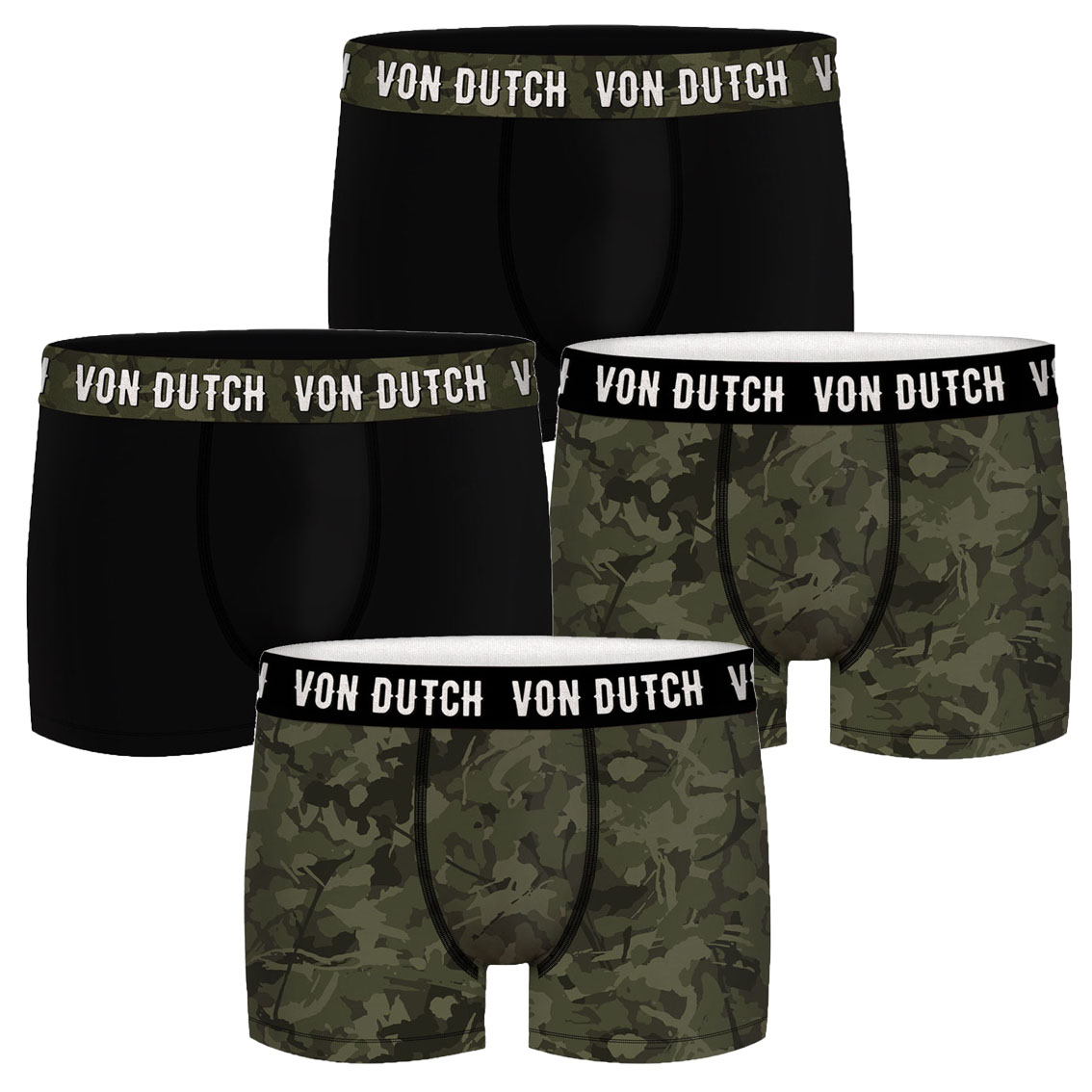 Von Dutch 10er Pack Basic Boxer Boxershorts Herren Unterwäsche VD1BCX2CAM, Bekleidungsgröße:S, Farbe:Camo Grey