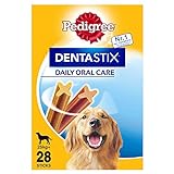 Pedigree DentaStix Zahnpflege Hundeleckerli für große Hunde, Kausnack mit Huhn- und Rindgeschmack gegen Zahnsteinbildung für gesunde Zähne, 4er Pack (4x 28 Stück)