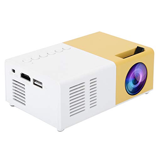 Mini-Projektor, Tragbarer 1080P-Videoprojektor mit Stativ, Outdoor-Filmprojektor, LED-Heimkinoprojektor, 60" Unterstützt, Kompatibel mit HDMI, VGA, TF, AV, USB(Gelb)