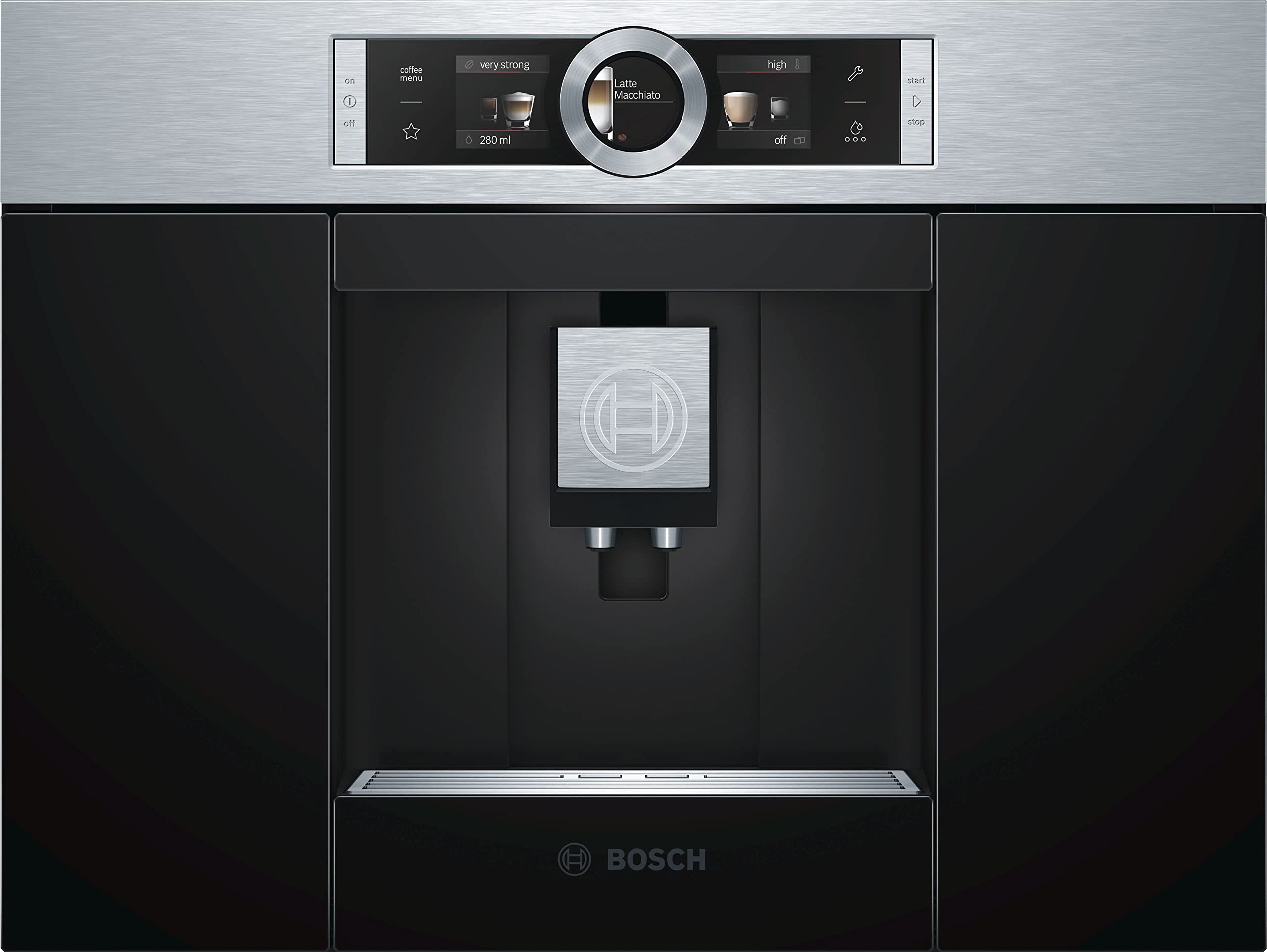 Bosch CTL636ES1 Serie 8 Einbau-Kaffee-Vollautomat, 45 x 56 cm Nische, 2,4L Wassertank, autoMilk Clean nach jedem Getränk, SilentCeram Drive leises Mahlwerk, MyCoffee Getränke speichern