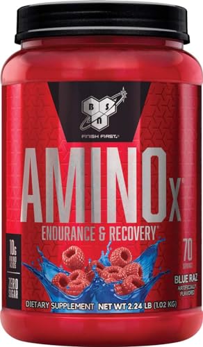 BSN Amino X BCAA Pulver, Zuckerfrei Aminosäuren Komplex Hochdosiert mit Vitamin D, Vitamin B6, Arginin, Taurin und Alanin, Blue Raspberry, 70 Portionen, 1kg