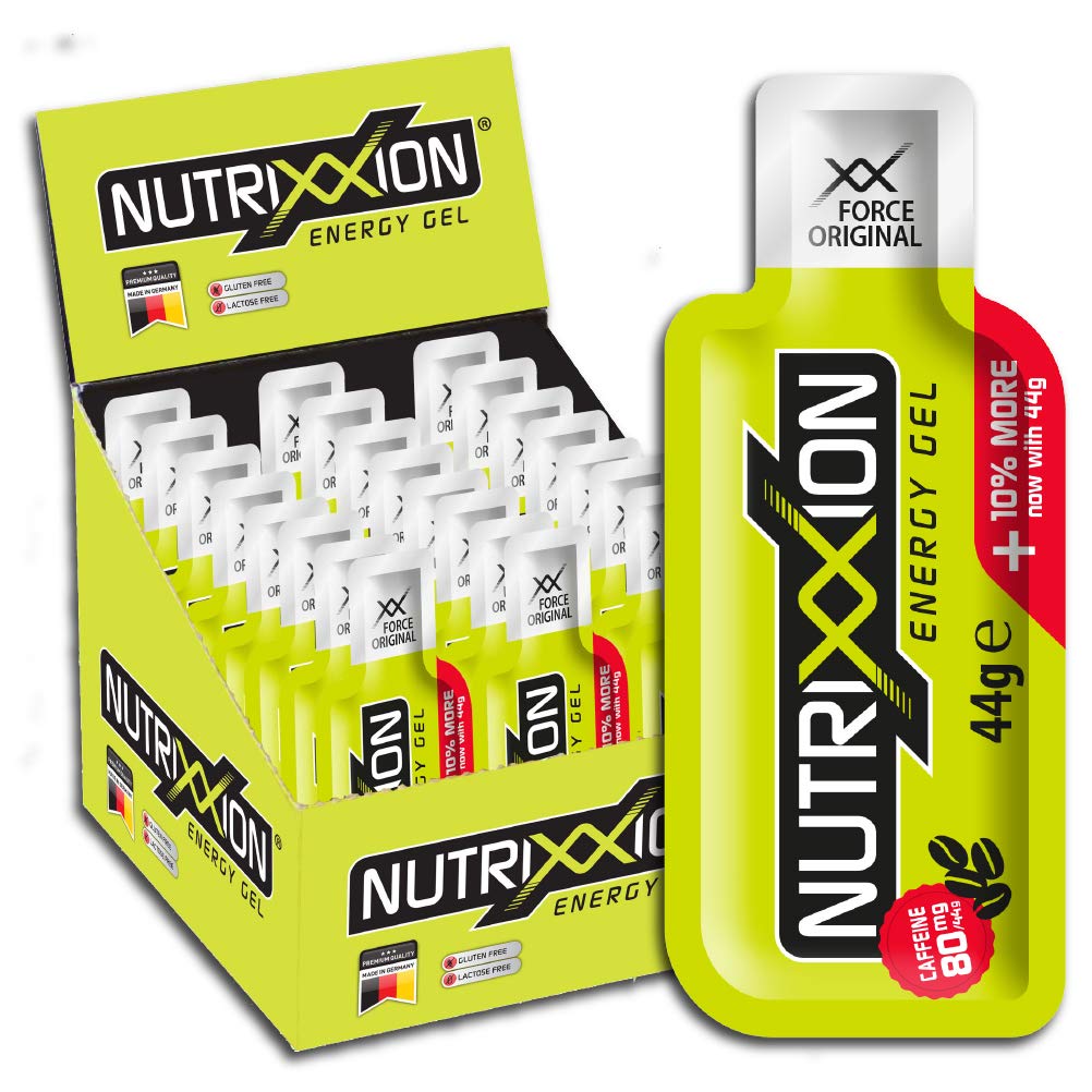NUTRIXXION® | Energy Gel Sport, BCAA Aminosäuren Shot, High Carb, mit 80g extra Koffein | 24x44g Set | XX FORCE Original