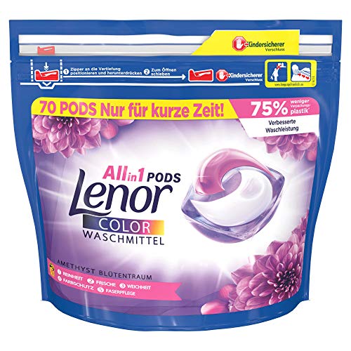 Lenor All-in-1 PODS Amethyst Blütentraum Colorwaschmittel 70 Waschladungen
