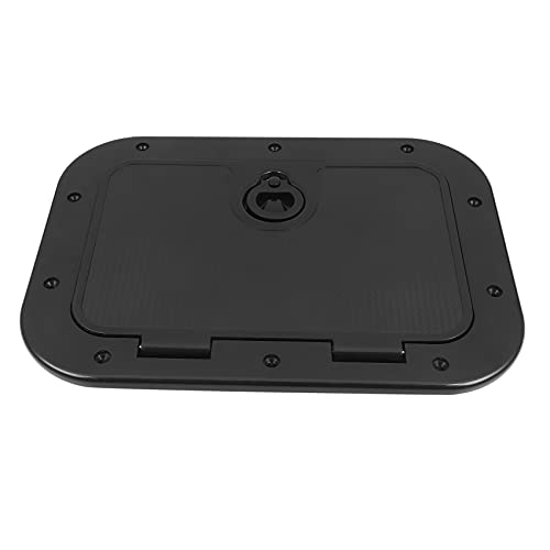 BLASHRD Marine Deck Plate Access Cover Herausziehbare Inspektionsluke mit Verriegelung für Bootskajak-Kanu, 14,96 X 11,02/380 X 280 Mm - Schwarz