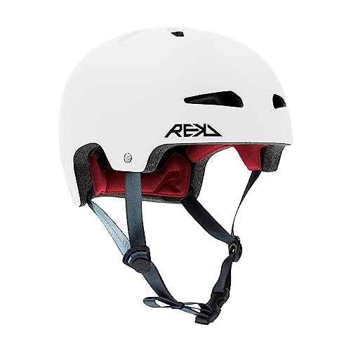 REKD Ultralite In-Mold-Helm, vollständig zertifiziert, mit verstellbarer Polsterung, für alle Action-Sportarten, Weiß, 53-56 cm