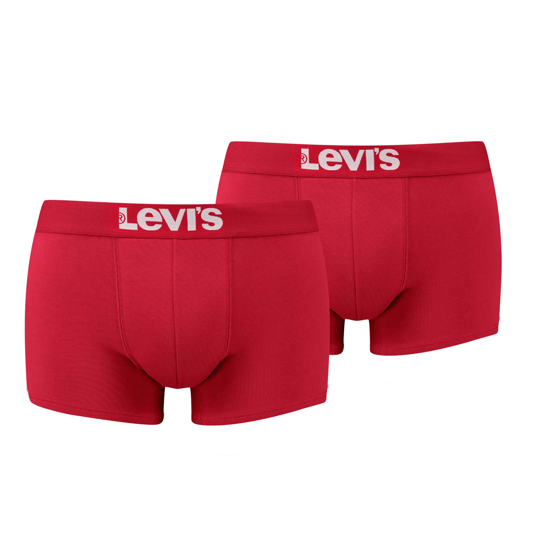 Levi's Herren Levis Men SOLID Basic Trunk 2P Boxershorts, Rot (Chili Pepper 186), X-Large (Herstellergröße: 040) (2er Pack)