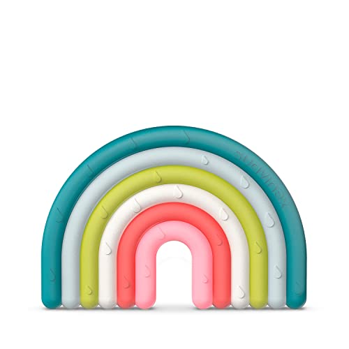 Suavinex, Beißring aus Silikon für Babys + 0 Monate, flexibel, leicht, Regenbogen-Design, mehrfarbig
