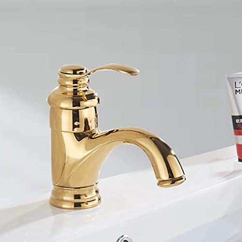 Gold Teekanne Waschbecken Wasserhahn Heiß-Kalt-Mixer Kran Wasserhahn Deck Mount Einhebel Kurze Badarmatur