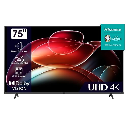 Hisense 75E6KT 190,5cm (75 Zoll) Fernseher, 4K UHD, LED, Smart TV, HDR, Dolby Vision, Triple Tuner DVB-C/S/S2/T/T2, WiFi, Bluetooth, Alexa Built-In, Hotel Mode [2023]